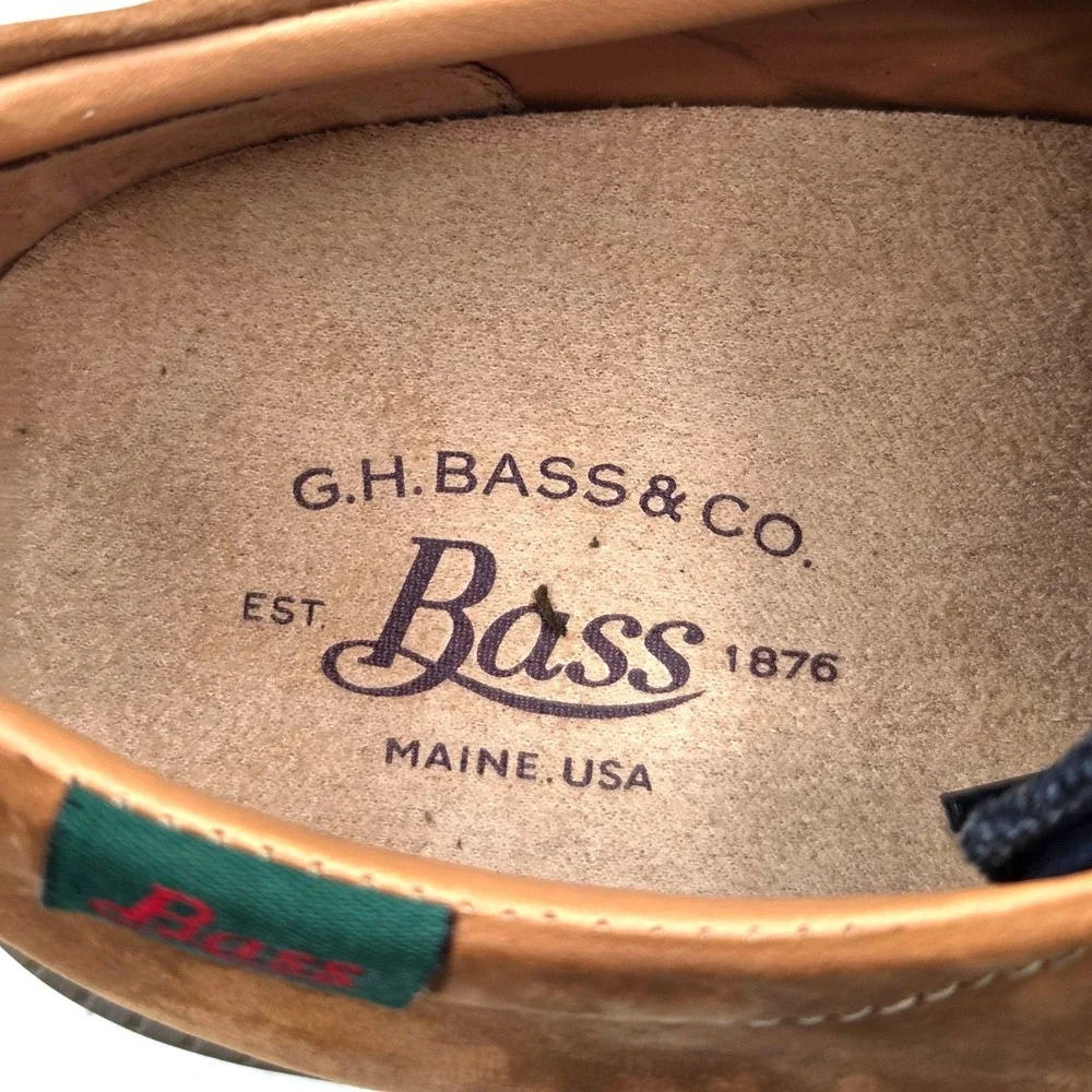 G.H. Bass & Co. Patterson Men's Shoes Blue Denim & Tan Nubuck Leather‎ Size 7.5